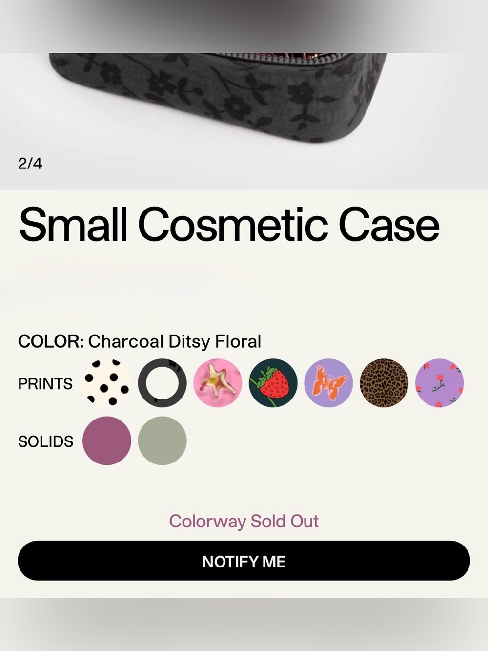 Baggu Small Cosmetic Case in Charcoal Ditsy, NEW - Picture 6 of 7